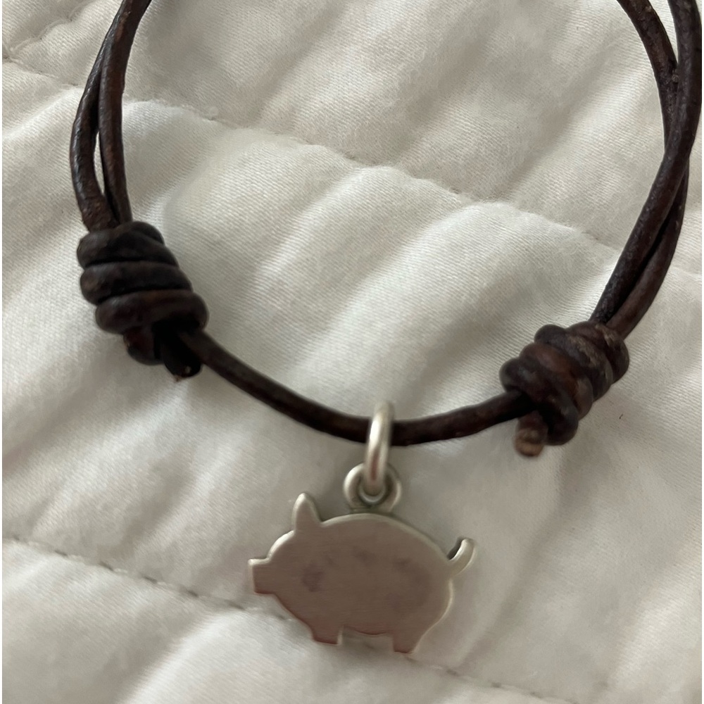 Poor Cat Flat Pig Silver Charm Bracelet
